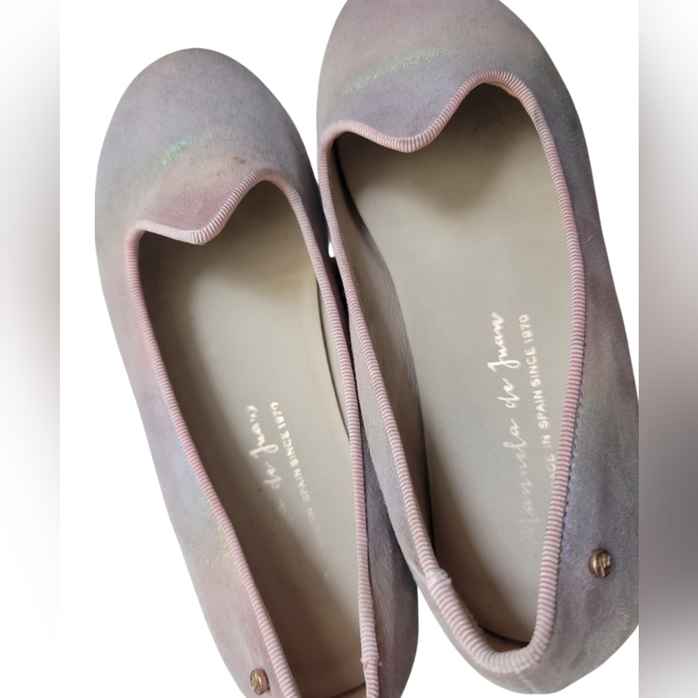 Manuel De Juan Arcoiris Pink Rainbow Suede Leather Dress Flats EU 29 US 11.5